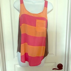 Ella Moss silk and jersey pocket sleeveless tee